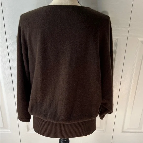 Vintage Katherine Kelly Chocolate Brown Cashmere Dolman Sweater Size Large - Picture 12 of 16
